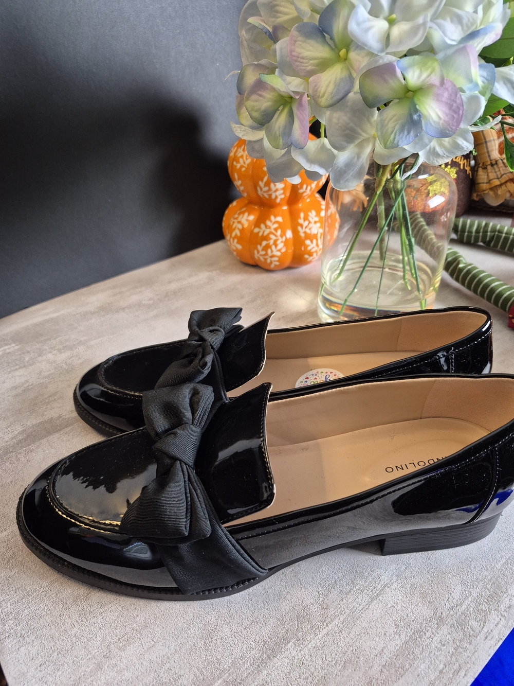 Black Patent Bow Loafers! Size 11